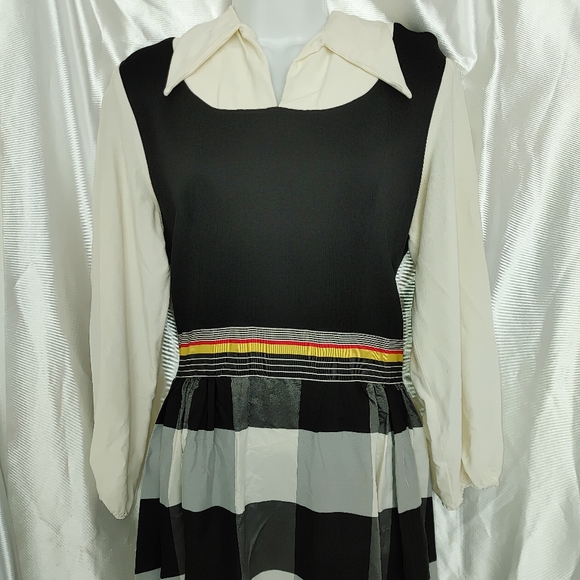 Vintage Joseph Magnum 60's long plaid dress L - Picture 3 of 5